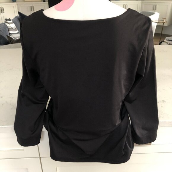Monsoon Classic Neutral Scoop Neck 3/4 Sleeve Top Black Sz L NWT - Picture 5 of 9
